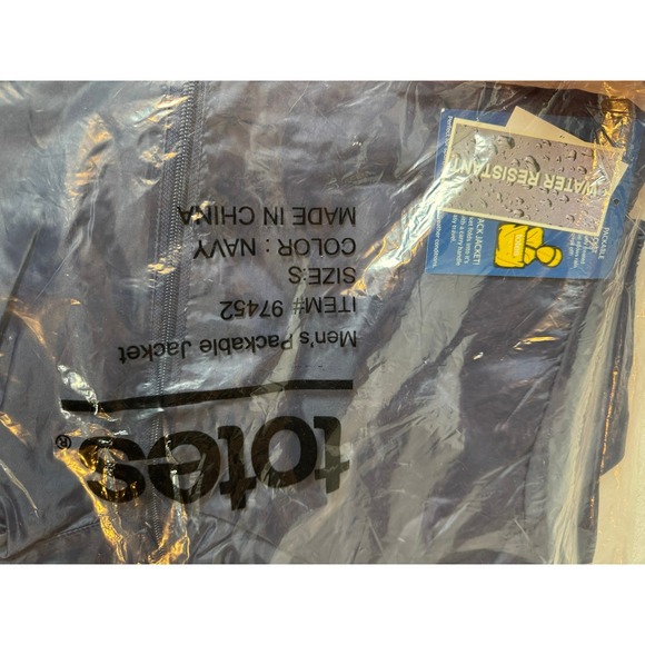 Totes Men's Packable Jacket Navy Blue Water Resistant Lightweight Small - Picture 2 of 5